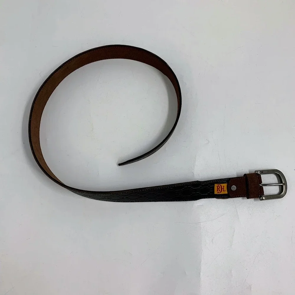 Red Dirt Hat Co Mens Brown Leather Southwestern Embossed Western‎ Belt 44.5 Inch